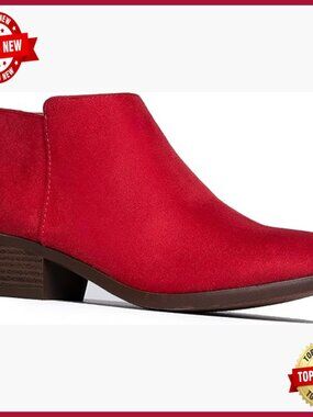 Low Heel Ankle Booties, Side Zip, Fall Winter Shoes, Stacked Block Heel